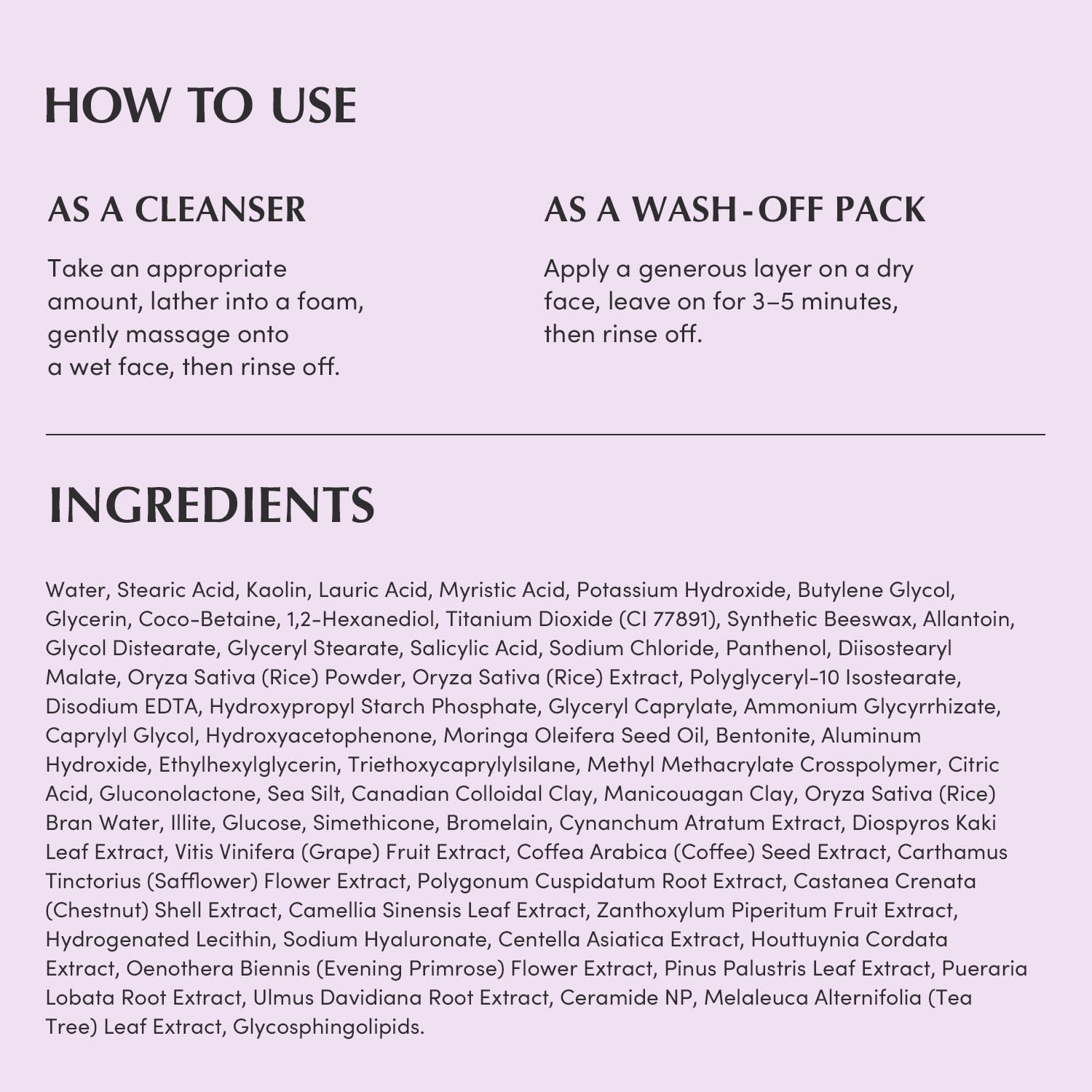 EQQUALBERRY Purple Rice Pore Purifying Pack Cleanser - Dual-Use Clay Mask & Foam Cleanser | Deep Cleansing for Pore Care & Skin Prep | AHA+BHA+PHA - dailyvitalstore