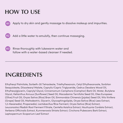 EQQUALBERRY Purple Rice Pore Smoothing Cleansing Oil – Deep Cleansing for Pores & Blackheads | Korean Oil Cleanser for Face & Makeup Remover - dailyvitalstore