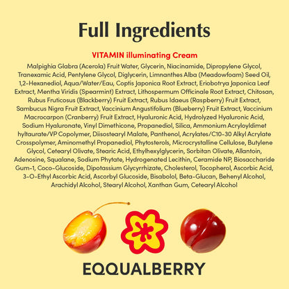 EQQUALBERRY Vitamin Illuminating Cream | Vitamin C & 5% Niacinamide+3% TXA | Dark Spots & Ceramide Barrier Strength Face Moisturizer | Glowy, Lightweight Hydration - dailyvitalstore