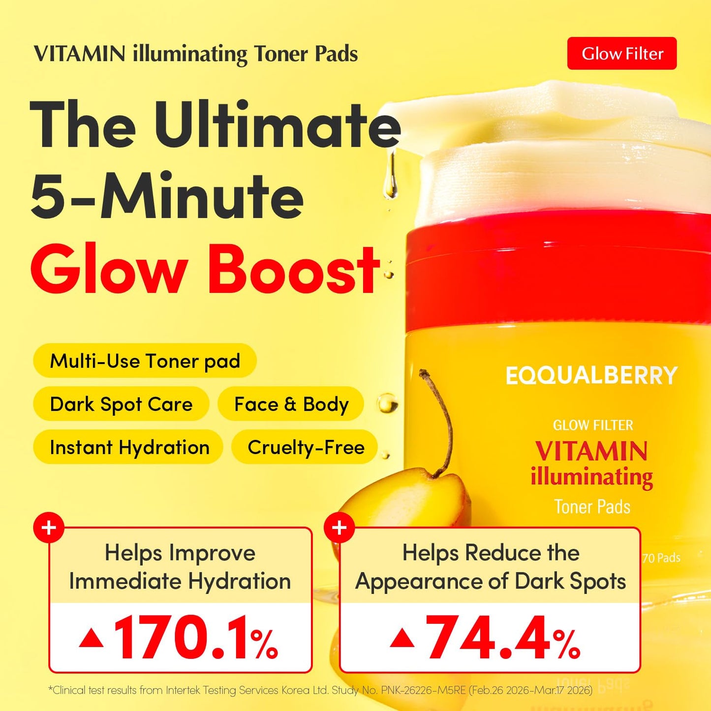 EQQUALBERRY Vitamin Illuminating Toner Pads | Niacinamide 2% + Brightening Vitamin C-Peptide | Hydrating Exfoliating Multi Pads & Dark Spot Remover - dailyvitalstore