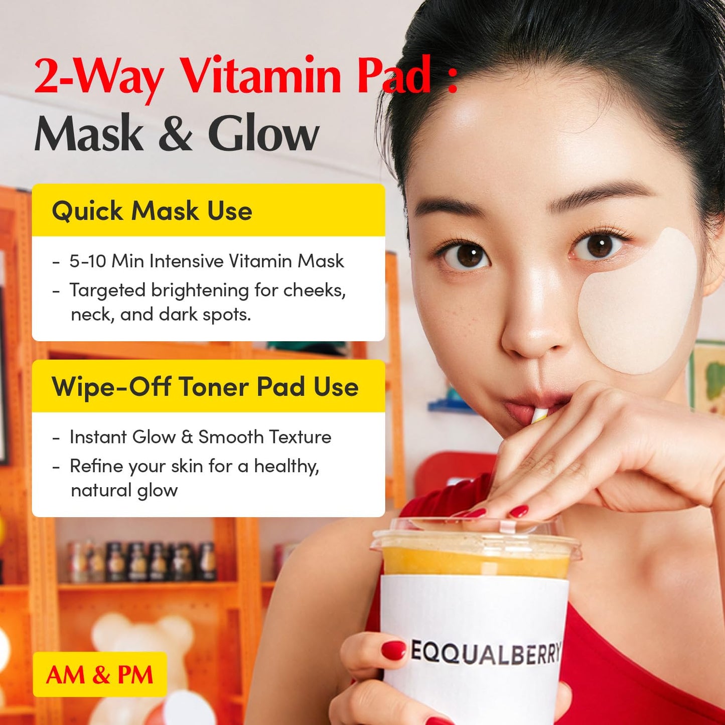 EQQUALBERRY Vitamin Illuminating Toner Pads | Niacinamide 2% + Brightening Vitamin C-Peptide | Hydrating Exfoliating Multi Pads & Dark Spot Remover - dailyvitalstore