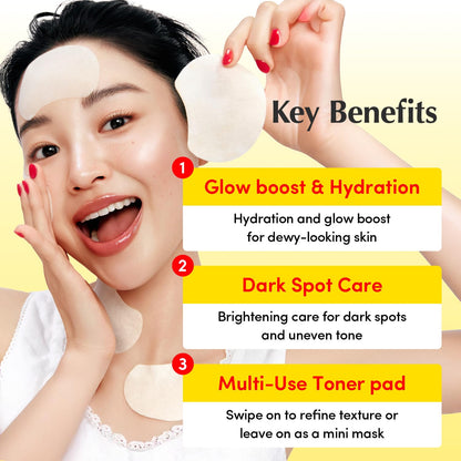 EQQUALBERRY Vitamin Illuminating Toner Pads | Niacinamide 2% + Brightening Vitamin C-Peptide | Hydrating Exfoliating Multi Pads & Dark Spot Remover - dailyvitalstore