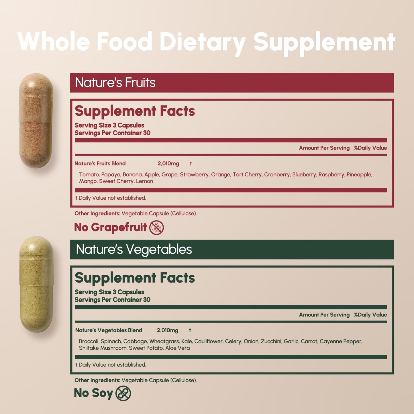 Equal Supplements Fruits and Vegetables Capsules | 2 Month Supply | GMP Certified-Manufactured in US | Fruit and Veggies Supplement for Balance | of Nature, Fruit and Vegetable Capsule for Adults - dailyvitalstore