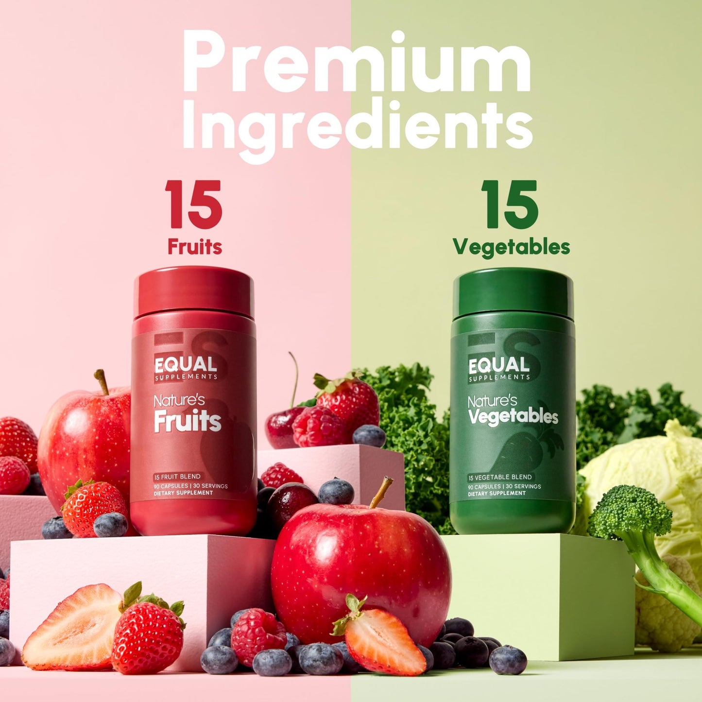 Equal Supplements Fruits and Vegetables Capsules | 2 Month Supply | GMP Certified-Manufactured in US | Fruit and Veggies Supplement for Balance | of Nature, Fruit and Vegetable Capsule for Adults - dailyvitalstore