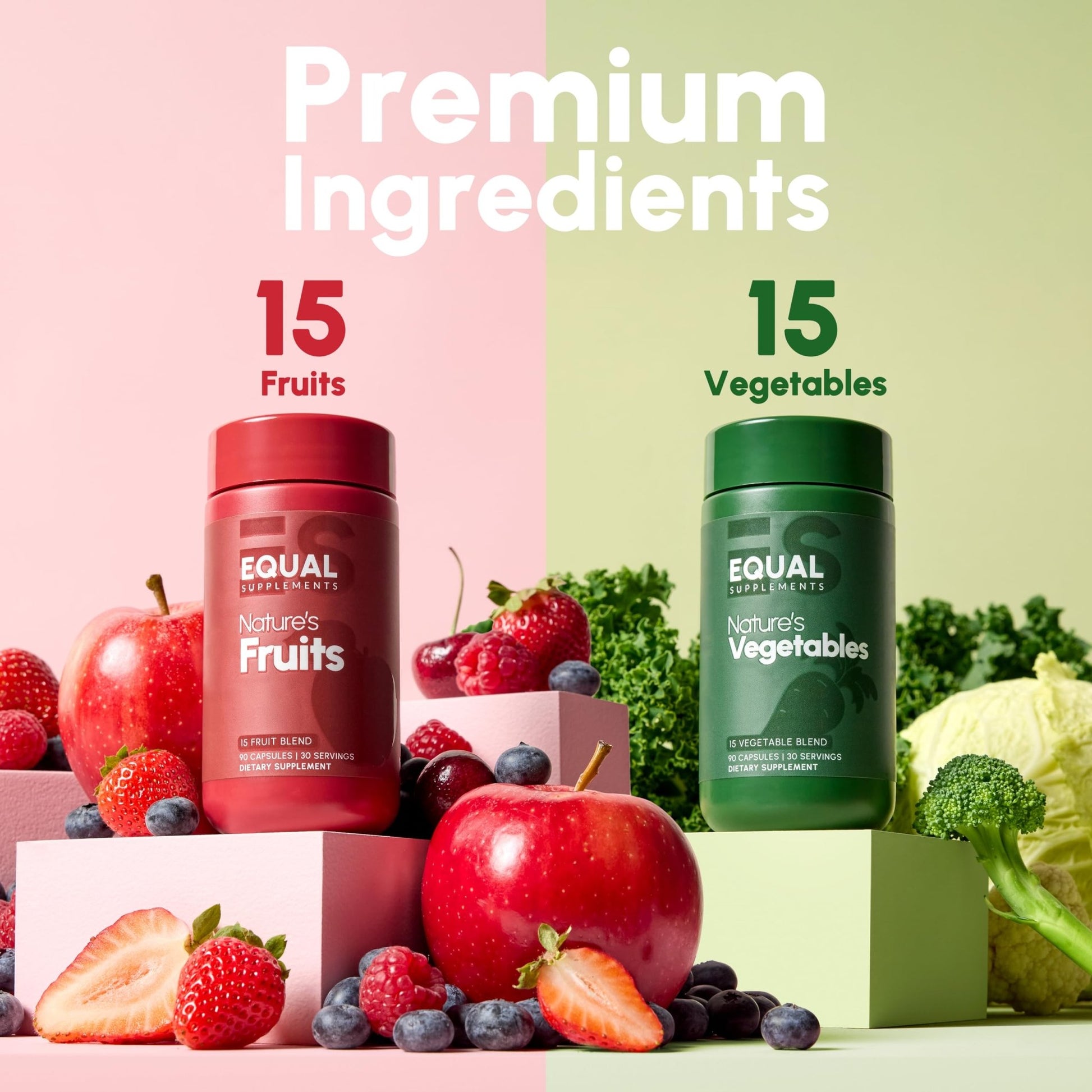 Equal Supplements Fruits and Vegetables Capsules | 2 Month Supply | GMP Certified-Manufactured in US | Fruit and Veggies Supplement for Balance | of Nature, Fruit and Vegetable Capsule for Adults - dailyvitalstore