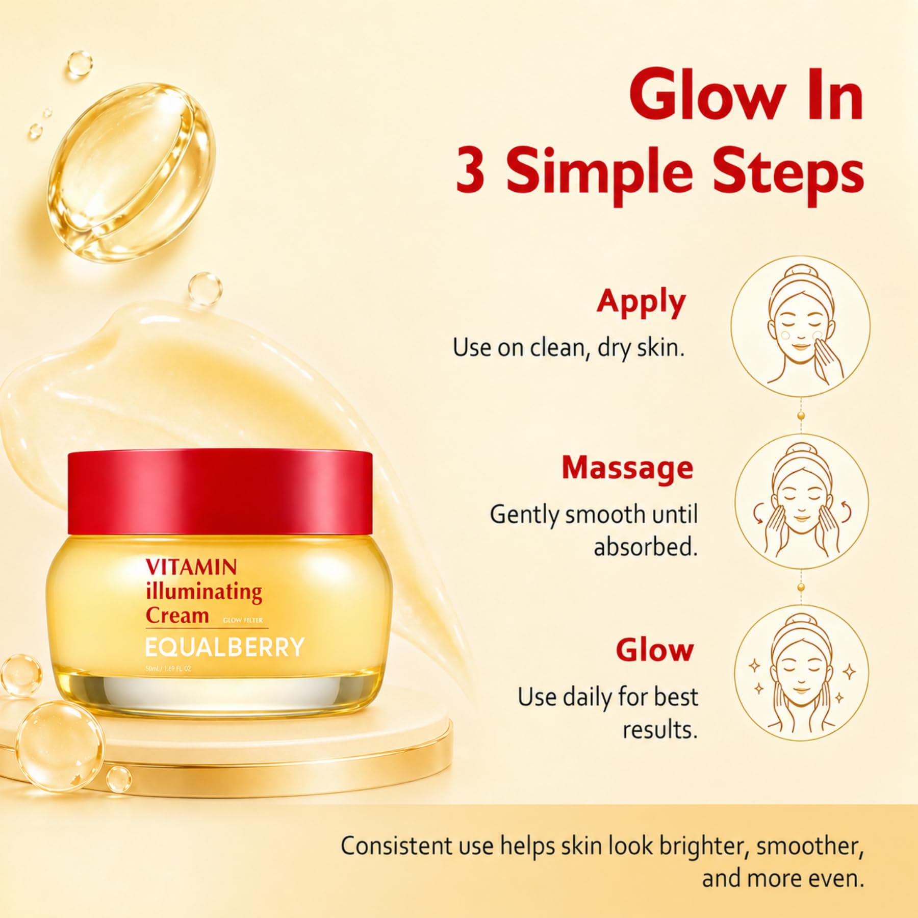 EQUALBERRY Vitamin Illuminating Cream with Niacinamide, TXA, Ceramide | Brightening for Uneven Tone & Dull Skin, Skin Barrier Support - dailyvitalstore