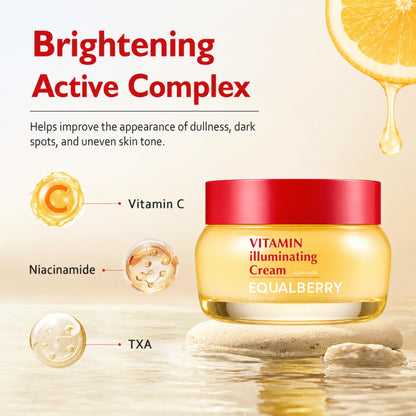EQUALBERRY Vitamin Illuminating Cream with Niacinamide, TXA, Ceramide | Brightening for Uneven Tone & Dull Skin, Skin Barrier Support - dailyvitalstore