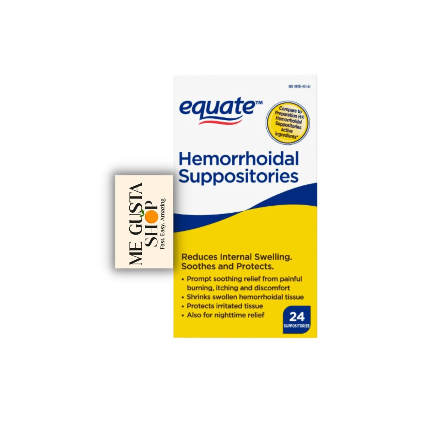 Equate Hemorrhoidal Suppositories 24 Ct Pack of 01 24 Total + me Gusta Sticker - dailyvitalstore