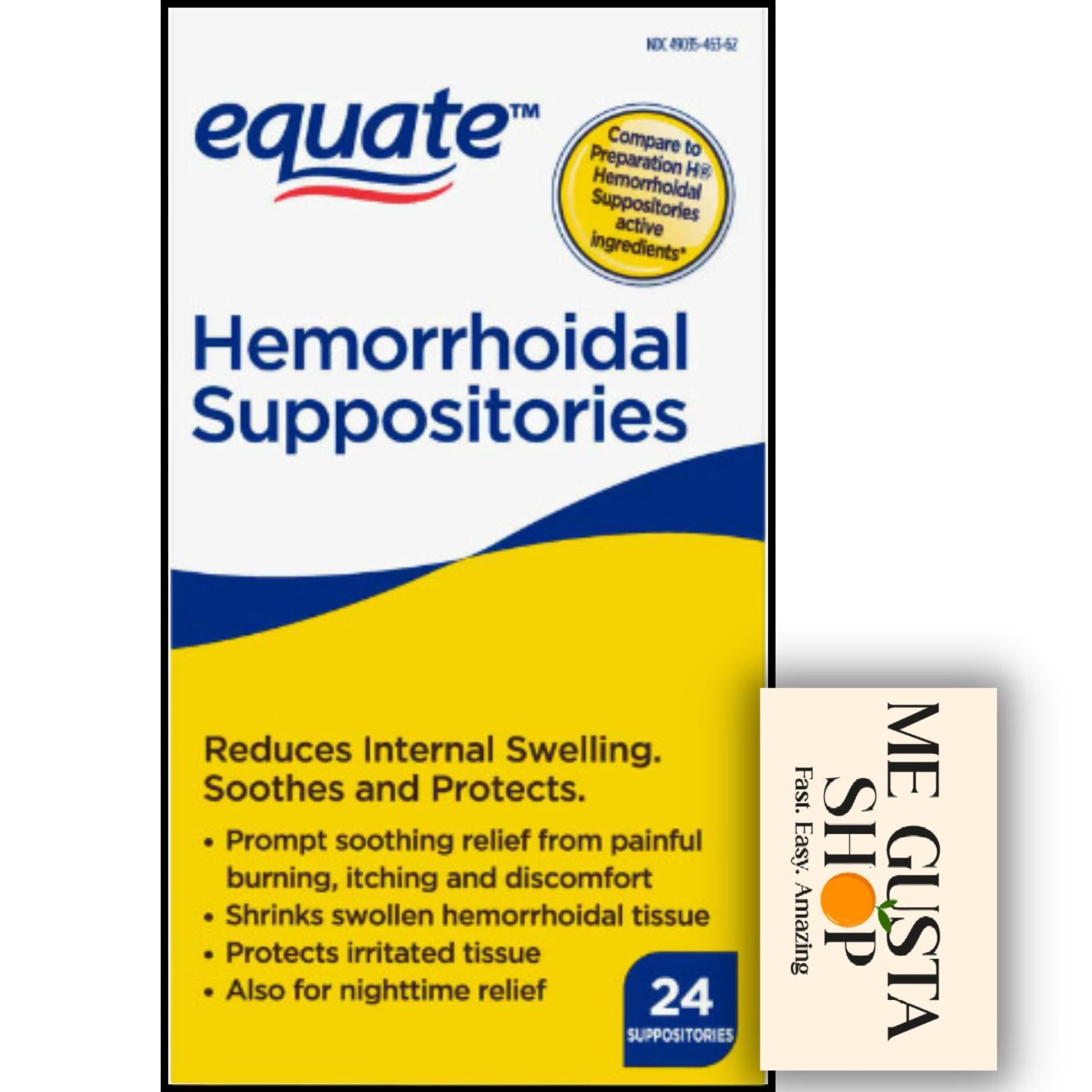 Equate Hemorrhoidal Suppositories 24 Ct Pack of 01 24 Total + me Gusta Sticker - dailyvitalstore