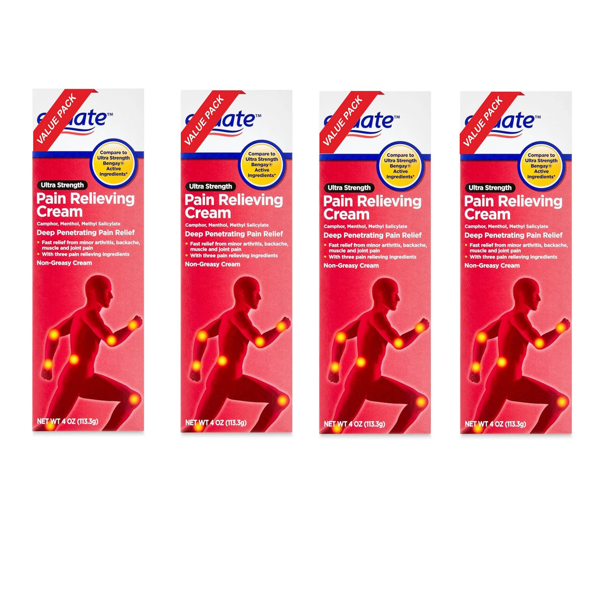 Equate Ultra Strength Pain Relieving Cream, Equate Ultra Strength Pain Relieving Cream Muscle Rub, 4 oz, Pack of 4 - dailyvitalstore