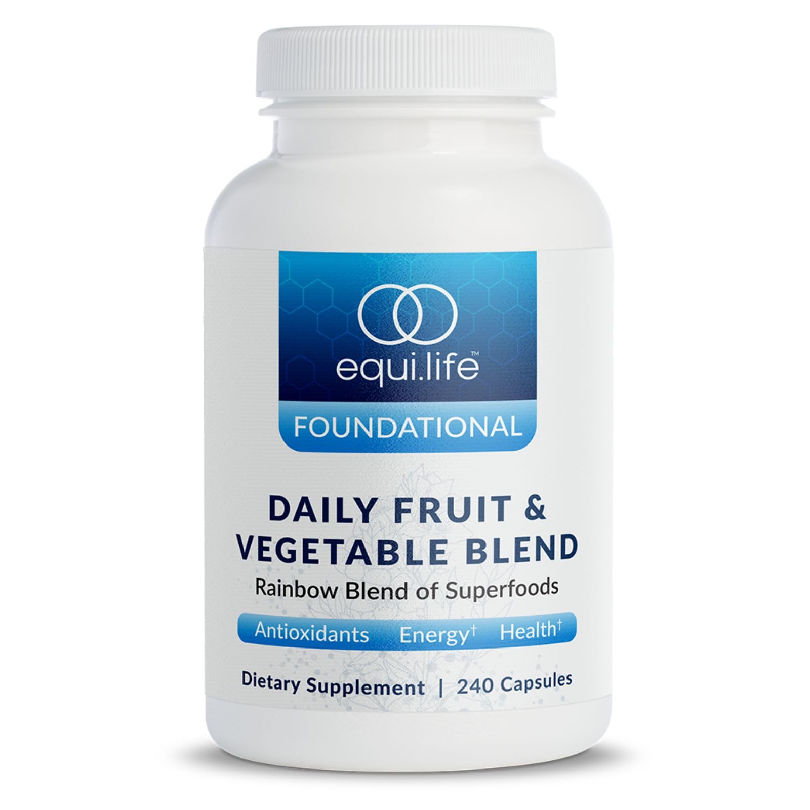 Equilife Daily Fruit & Vegetable Blend, Superfood Antioxidant Supplement Capsules, Nutrient Dense with Vitamin C, Fiber, and 9 Essential Amino Acids, Supports Energy, Vegan 240 Capsules - dailyvitalstore