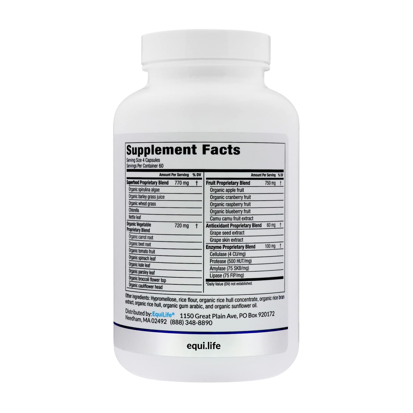 Equilife Daily Fruit & Vegetable Blend, Superfood Antioxidant Supplement Capsules, Nutrient Dense with Vitamin C, Fiber, and 9 Essential Amino Acids, Supports Energy, Vegan 240 Capsules - dailyvitalstore