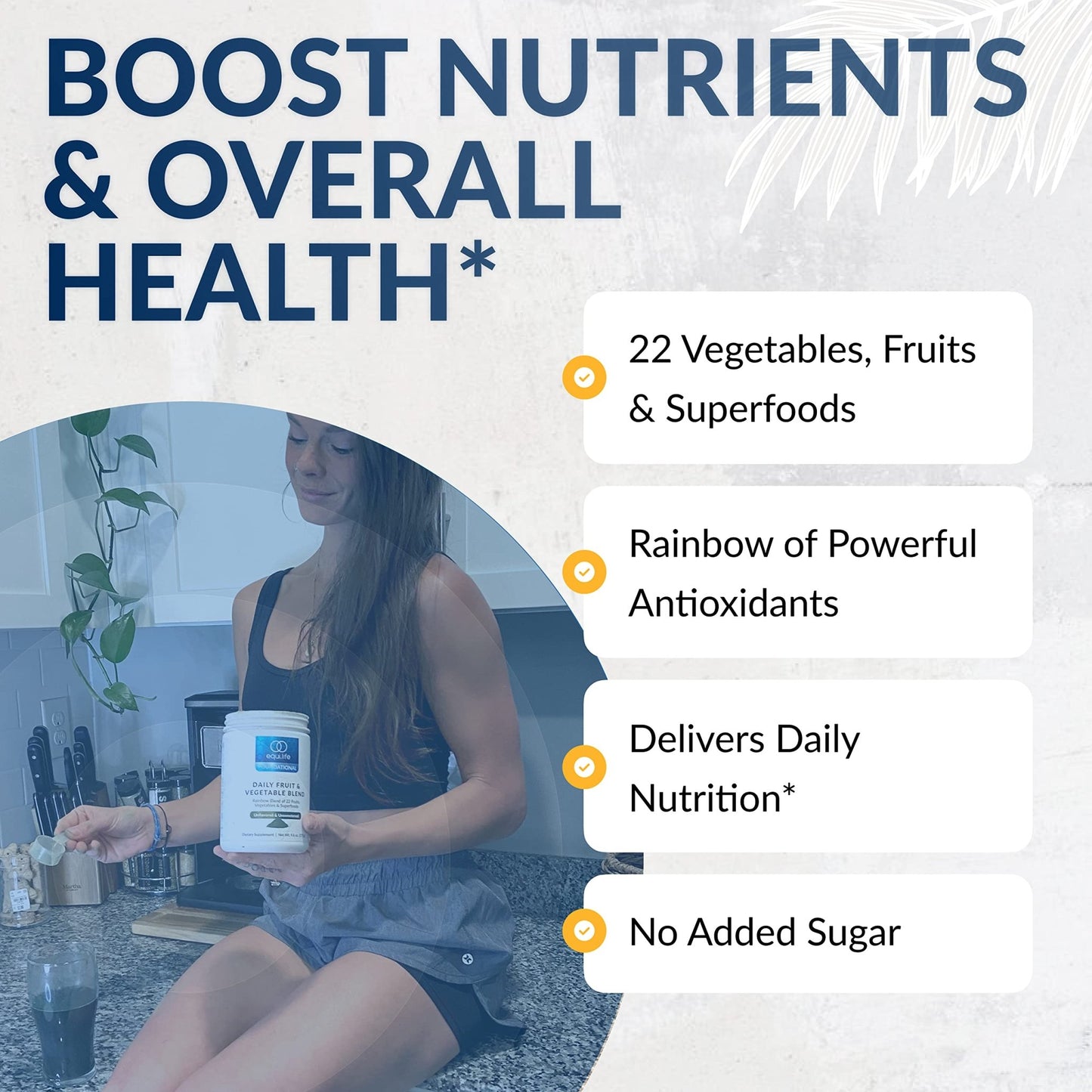 Equilife Daily Fruit & Vegetable Blend, Superfood Antioxidant Supplement, Crisp Apple Flavor with Vitamin C, Fiber, and 9 Essential Amino Acids, Supports Energy, Low Sugar, Vegan, 30 Servings Tub - dailyvitalstore