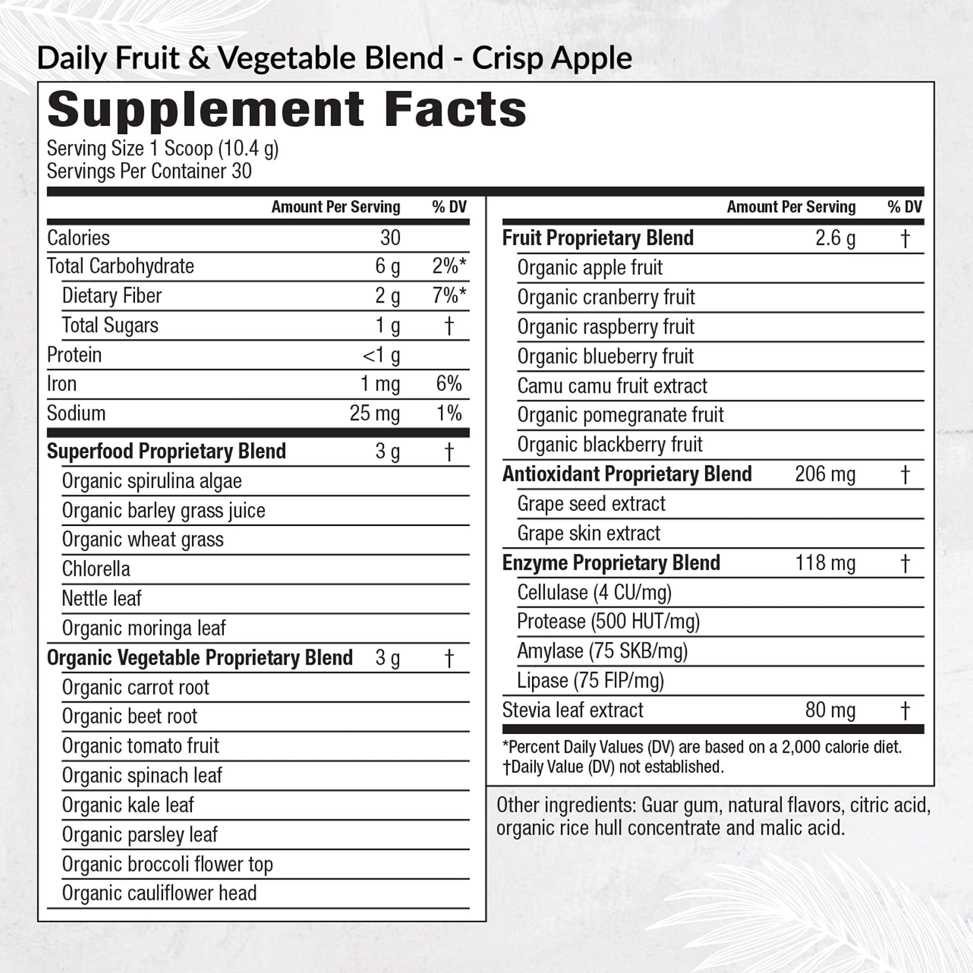 Equilife Daily Fruit & Vegetable Blend, Superfood Antioxidant Supplement, Crisp Apple Flavor with Vitamin C, Fiber, and 9 Essential Amino Acids, Supports Energy, Low Sugar, Vegan, 30 Servings Tub - dailyvitalstore