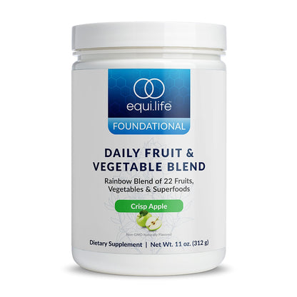 Equilife Daily Fruit & Vegetable Blend, Superfood Antioxidant Supplement, Crisp Apple Flavor with Vitamin C, Fiber, and 9 Essential Amino Acids, Supports Energy, Low Sugar, Vegan, 30 Servings Tub - dailyvitalstore