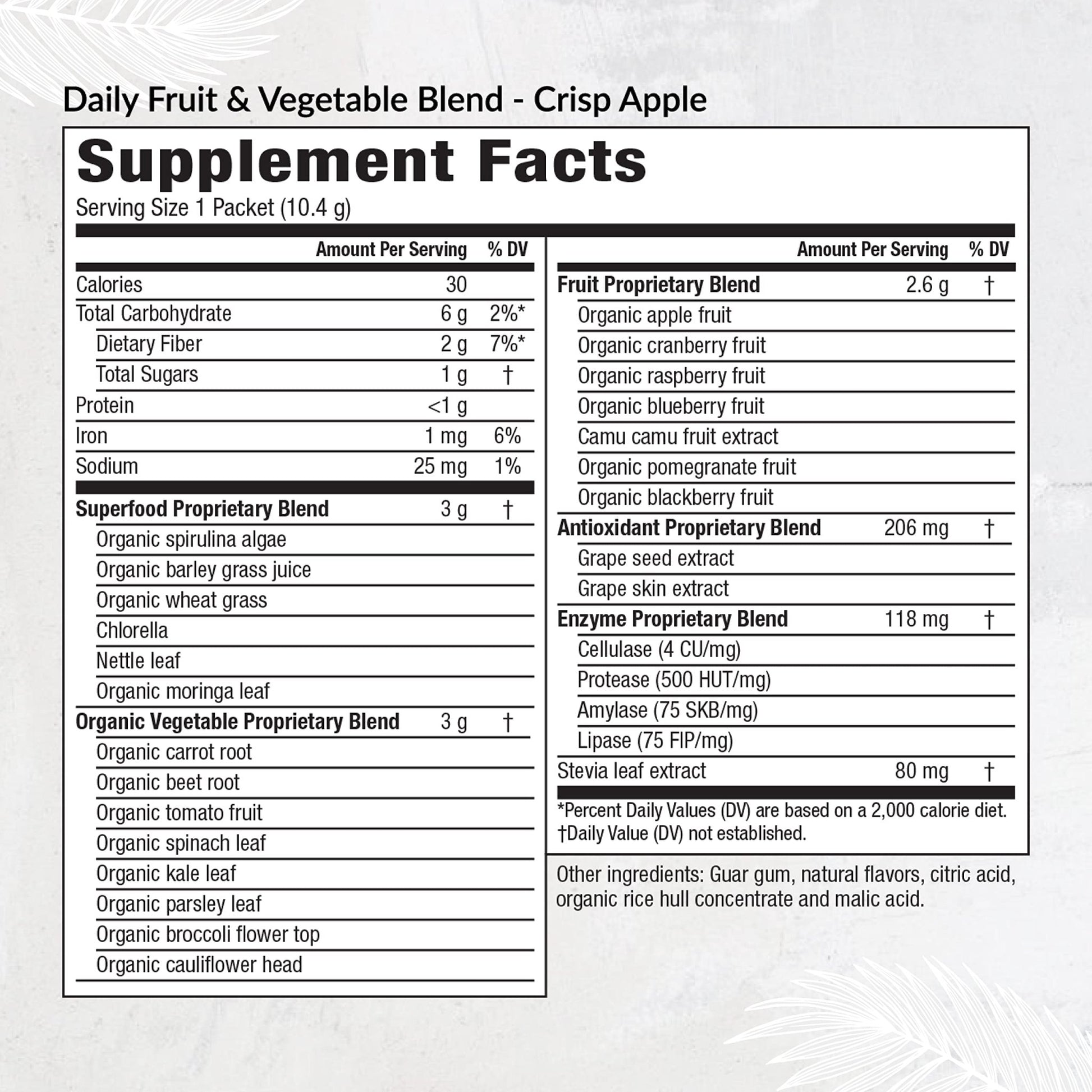 Equilife Daily Fruit & Vegetable Blend, Superfood Antioxidant Supplement, Crisp Apple Flavor with Vitamin C, Fiber, and 9 Essential Amino Acids, Supports Energy, Vegan, 14 Single Serve Packets - dailyvitalstore
