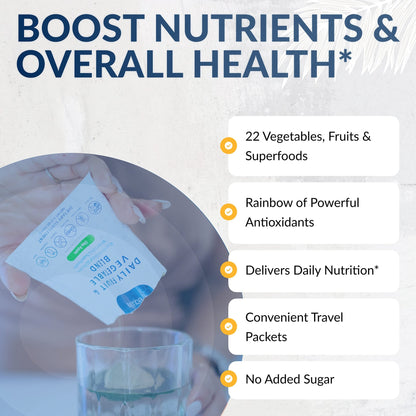 Equilife Daily Fruit & Vegetable Blend, Superfood Antioxidant Supplement, Crisp Apple Flavor with Vitamin C, Fiber, and 9 Essential Amino Acids, Supports Energy, Vegan, 14 Single Serve Packets - dailyvitalstore
