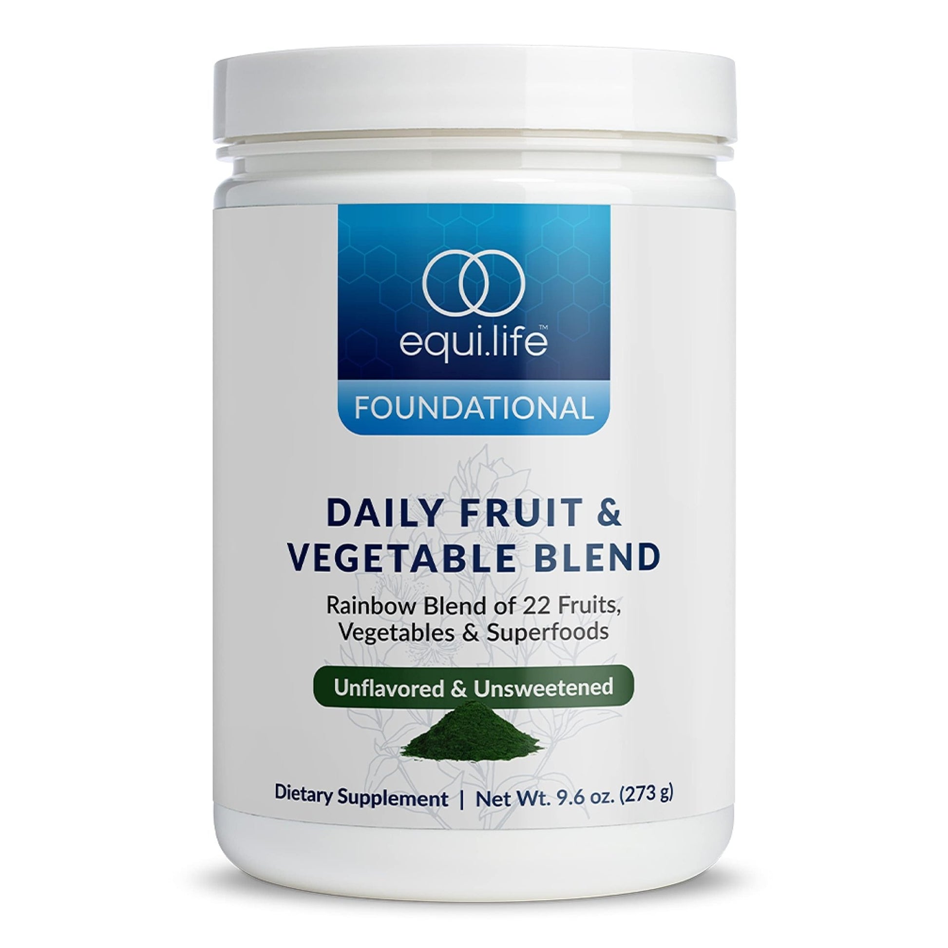 Equilife Daily Fruit & Vegetable Blend, Superfood Antioxidant Supplement with 22 Organic Fruits & Vegetables, Unflavored, Vitamin C, Fiber, 9 Essential Amino Acids, Supports Energy, 30 Servings Tub - dailyvitalstore