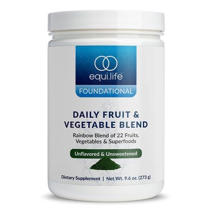 Equilife Daily Fruit & Vegetable Blend, Superfood Antioxidant Supplement with 22 Organic Fruits & Vegetables, Unflavored, Vitamin C, Fiber, 9 Essential Amino Acids, Supports Energy, 30 Servings Tub - dailyvitalstore
