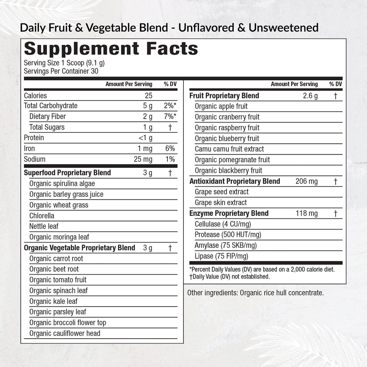 Equilife Daily Fruit & Vegetable Blend, Superfood Antioxidant Supplement with 22 Organic Fruits & Vegetables, Unflavored, Vitamin C, Fiber, 9 Essential Amino Acids, Supports Energy, 30 Servings Tub - dailyvitalstore