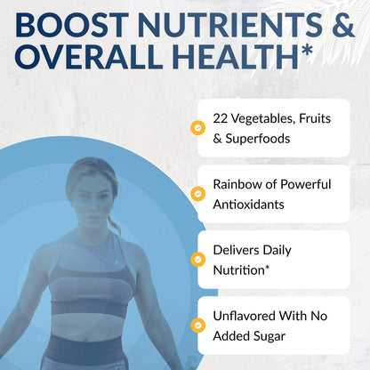 Equilife Daily Fruit & Vegetable Blend, Superfood Antioxidant Supplement with 22 Organic Fruits & Vegetables, Unflavored, Vitamin C, Fiber, 9 Essential Amino Acids, Supports Energy, 30 Servings Tub - dailyvitalstore