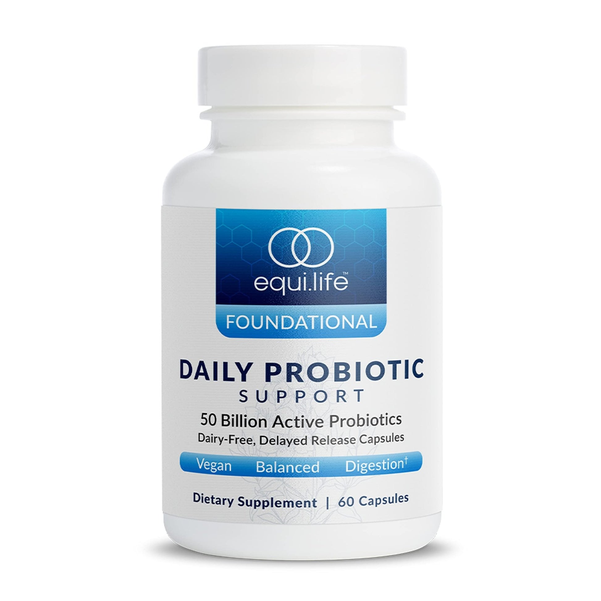 Equilife Daily Probiotic Support, 50 Billion CFU, 8 Probiotic Strains, Digestive and Gut Health Supplement for Men and Women, Gluten Free, Soy and Dairy Free - dailyvitalstore