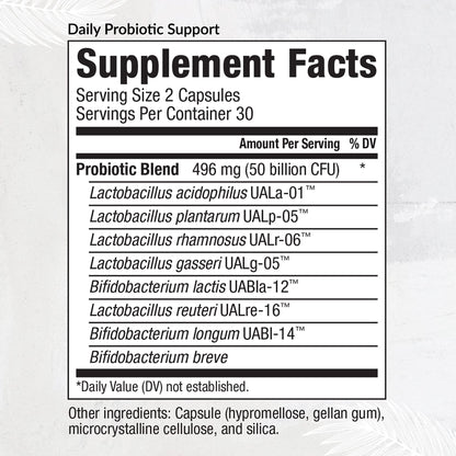 Equilife Daily Probiotic Support, 50 Billion CFU, 8 Probiotic Strains, Digestive and Gut Health Supplement for Men and Women, Gluten Free, Soy and Dairy Free - dailyvitalstore