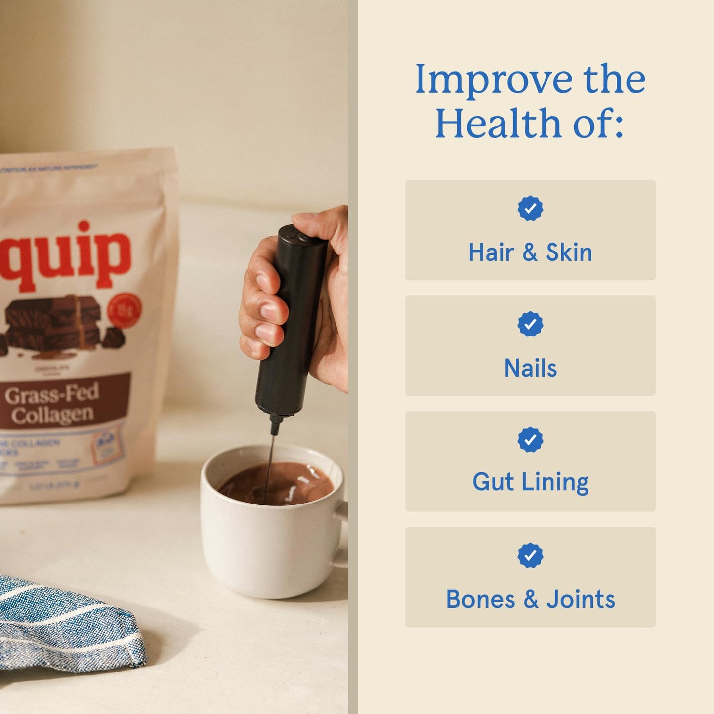 Equip Foods Grass Fed Collagen Powder | Hydrolyzed Bovine Collagen Peptides with Amino Acids | Prime Beef Collagen for Healthy Joints, Skin & Nails | Non-GMO, Paleo Friendly | 30 Servings, Chocolate - dailyvitalstore