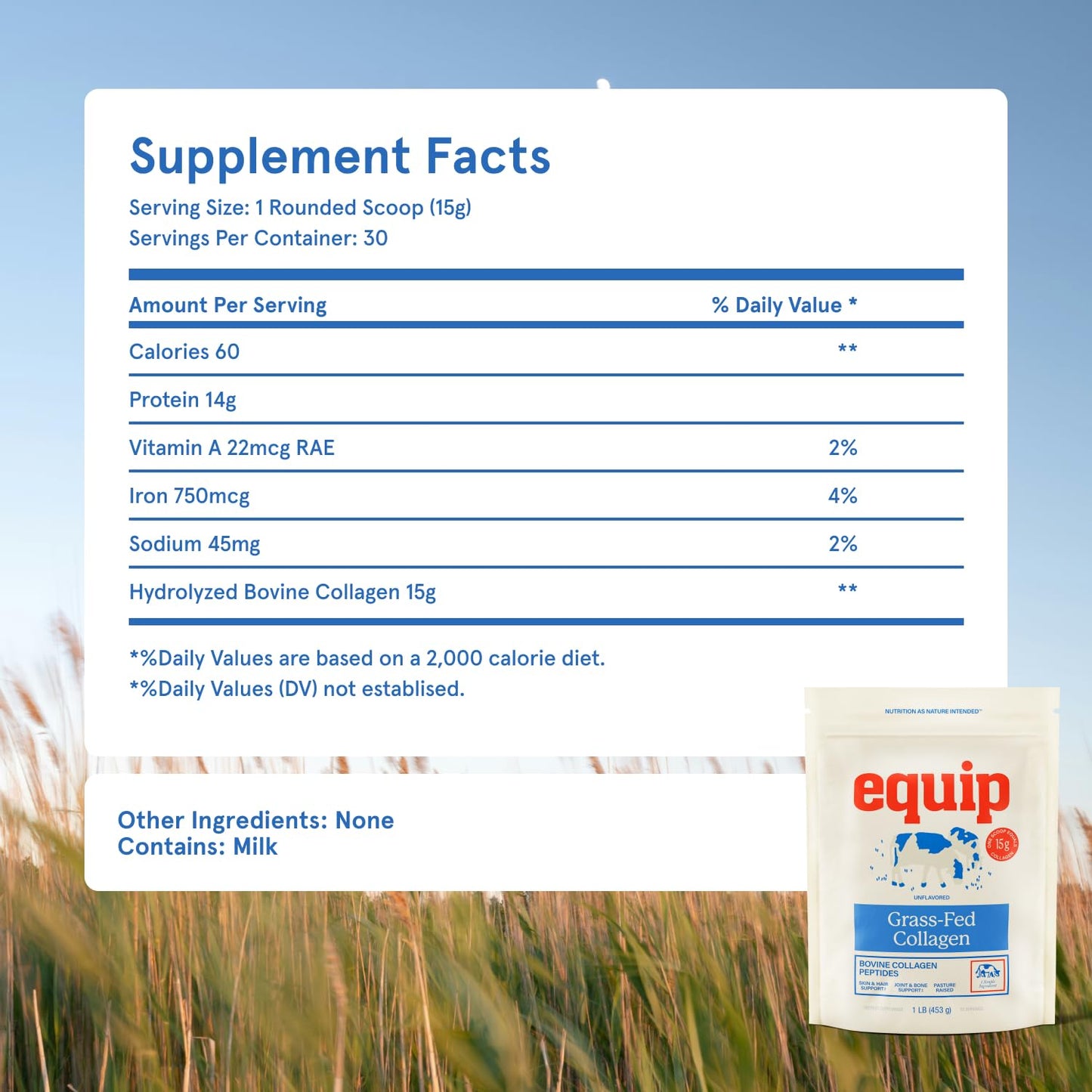 Equip Foods Grass Fed Collagen Powder | Hydrolyzed Bovine Collagen Peptides with Amino Acids | Prime Beef Collagen for Healthy Joints, Skin & Nails | Non-GMO, Paleo Friendly - dailyvitalstore