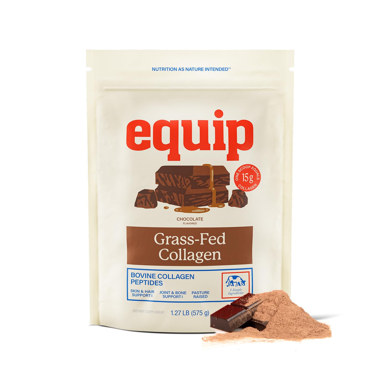 Equip Foods Grass Fed Collagen Powder | Hydrolyzed Bovine Collagen Peptides with Amino Acids | Prime Beef Collagen for Healthy Joints, Skin & Nails | Non-GMO, Paleo Friendly | 30 Servings, Chocolate - dailyvitalstore