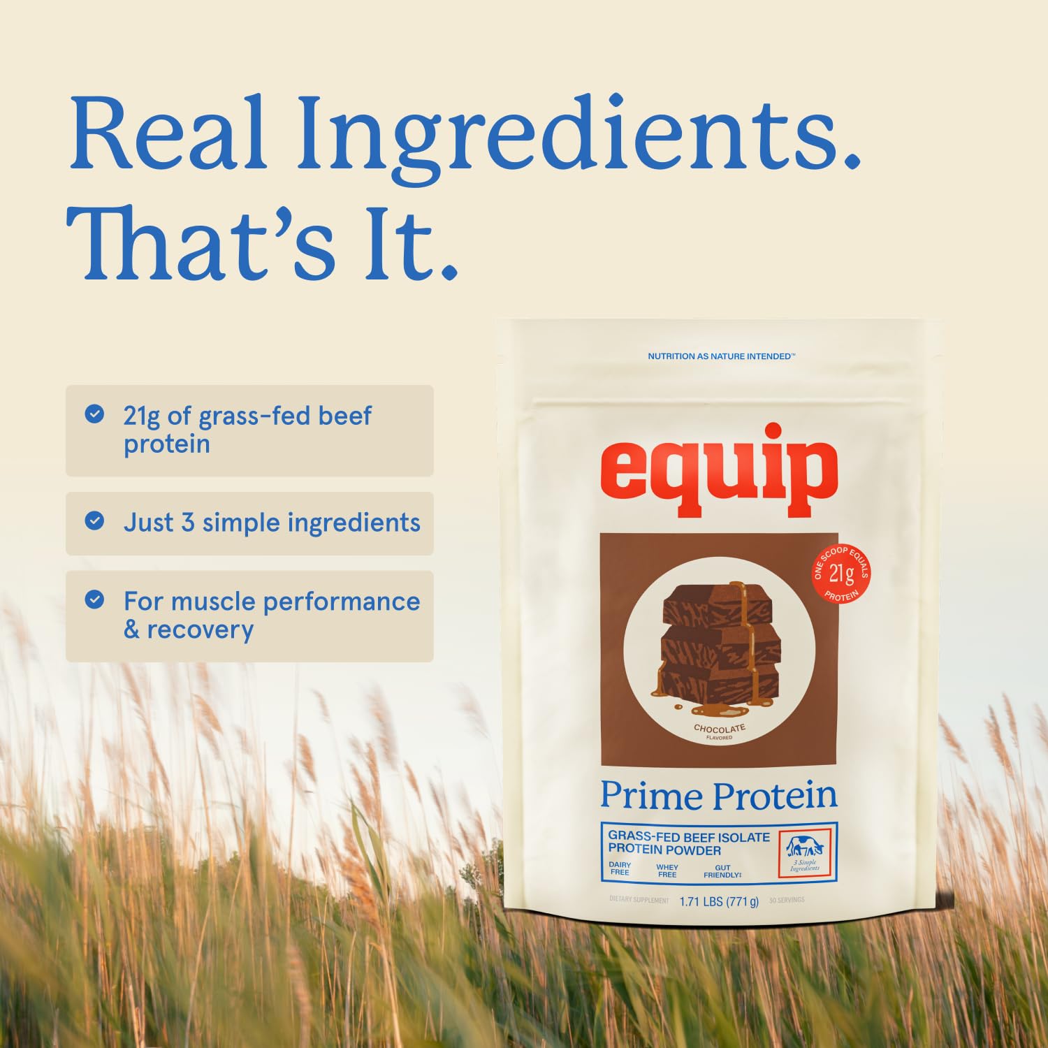 Equip Foods Prime Protein Powder | Clean, Grass Fed Beef Protein Powder | Carnivore Protein Isolate | Paleo, Keto Friendly | Gluten & Dairy Free | Helps Build & Repair Tissue - dailyvitalstore