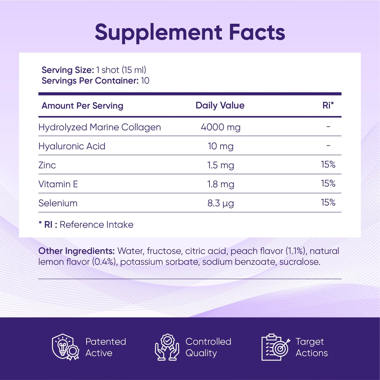 ERIC FAVRE Pure Collagen+ Liquid Collagen for Women – 4000mg Marine Peptides for Radiant Skin, Hair & Nail Health – Hyaluronic Acid, Vitamin E – 10 Shots, Peach Lemon Flavor - dailyvitalstore