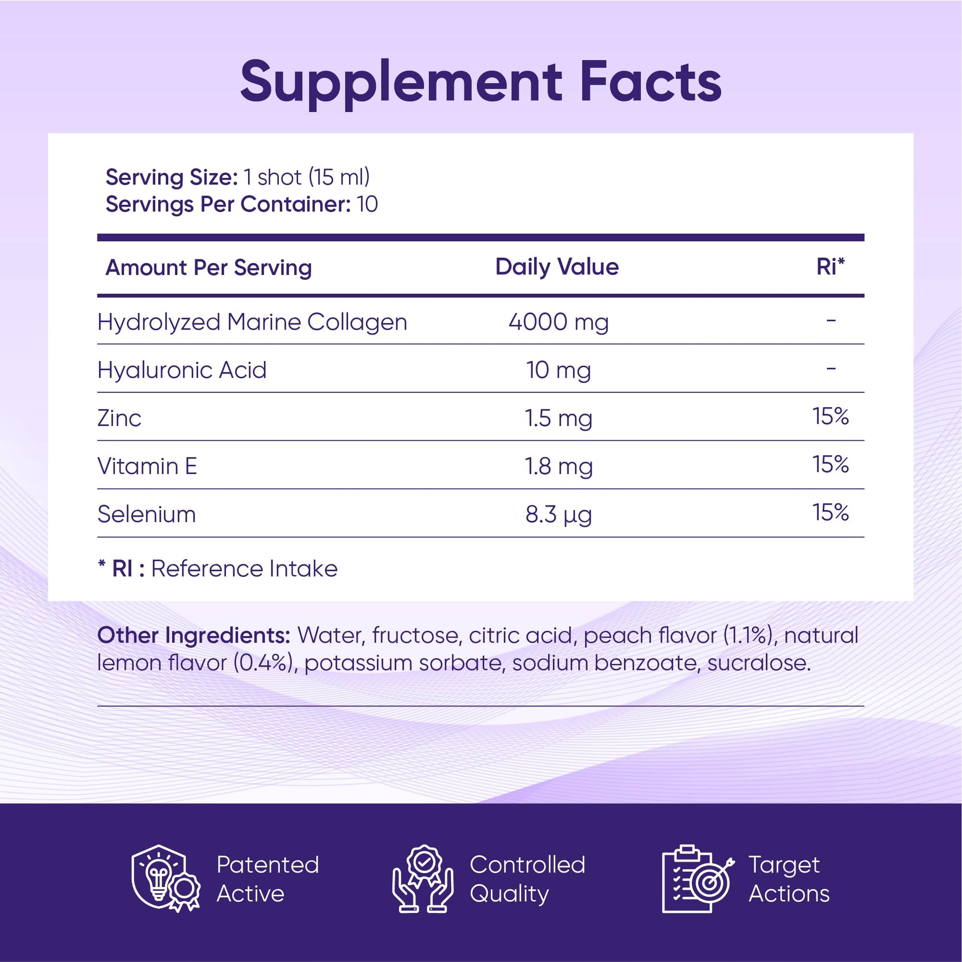 ERIC FAVRE Pure Collagen+ Liquid Collagen for Women – 4000mg Marine Peptides for Radiant Skin, Hair & Nail Health – Hyaluronic Acid, Vitamin E – 10 Shots, Peach Lemon Flavor - dailyvitalstore