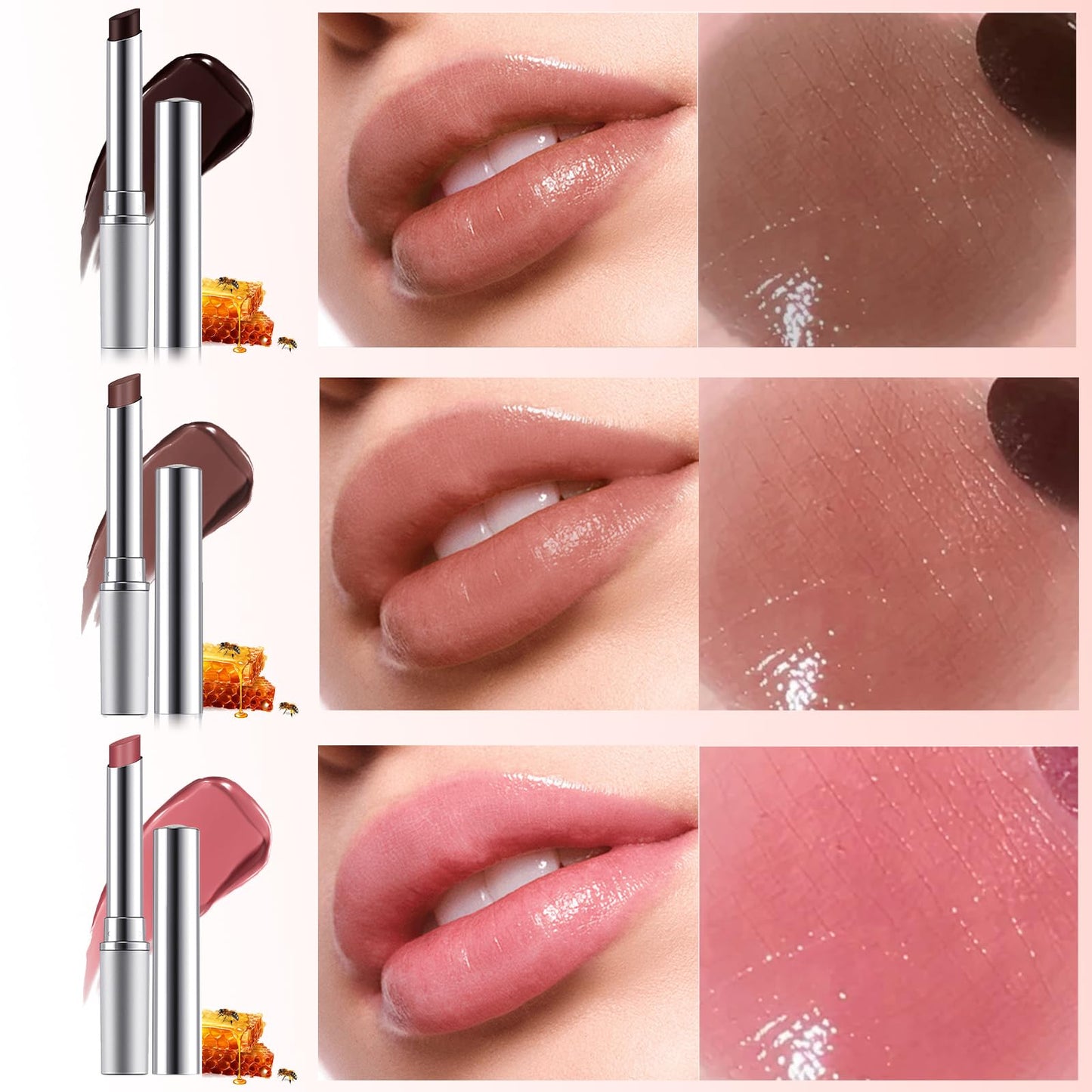 Erinde 2PCS Honey Lipstick Tinted Lip Balm - Hydrating Natural Glossy Lip Balm, Sheer Lightweight Color, Moisturizing Lipstick Makeup Lip Care Balm with a Hint of Natural Black Cherry Tint - dailyvitalstore