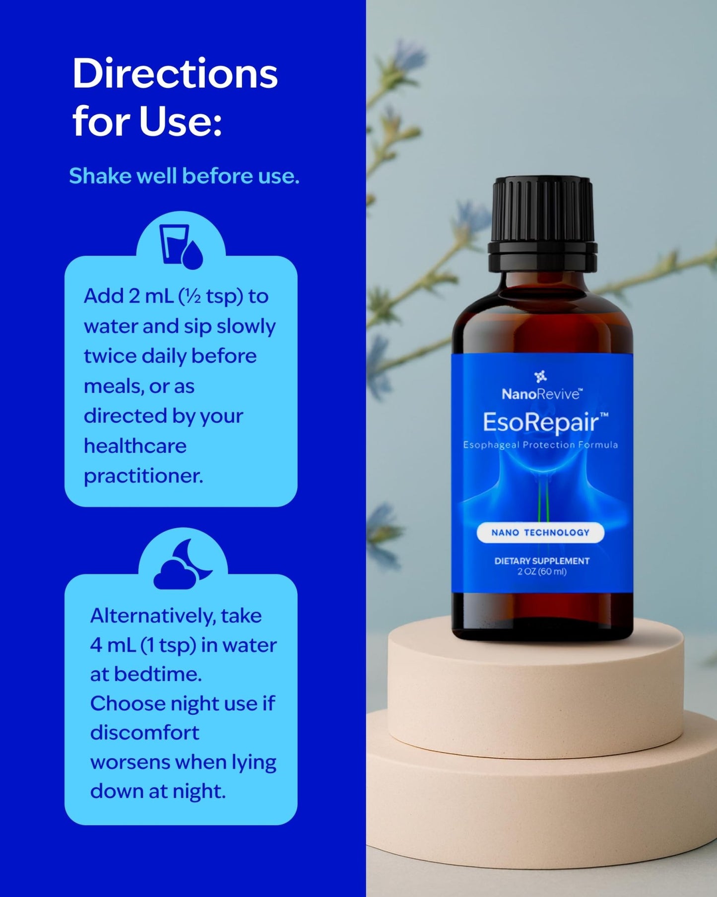 EsoRepair Nano Esophageal & Stomach Health Supplements for Men & Women - Digestive Comfort - Slippery Elm Bark, Zinc L-Carnosine & Aloe Vera Extract - Non-GMO & Dairy Free - dailyvitalstore