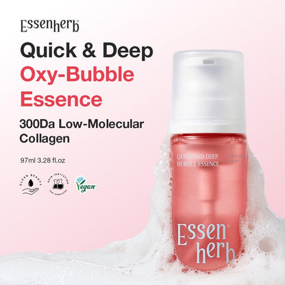 Essenherb Quick & Deep Oxy-Bubble Essence | Firming & Glow Serum with Collagen, Peptide & Niacinamide | Fast Absorption & Makeup-Ready - dailyvitalstore