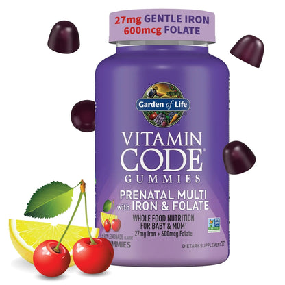 Essential Prenatal Gummy Vitamins for Women with Iron: Folate, Biotin, D3 & B12 + Probiotics for Digestion, Vitamin Code Multivitamin - dailyvitalstore