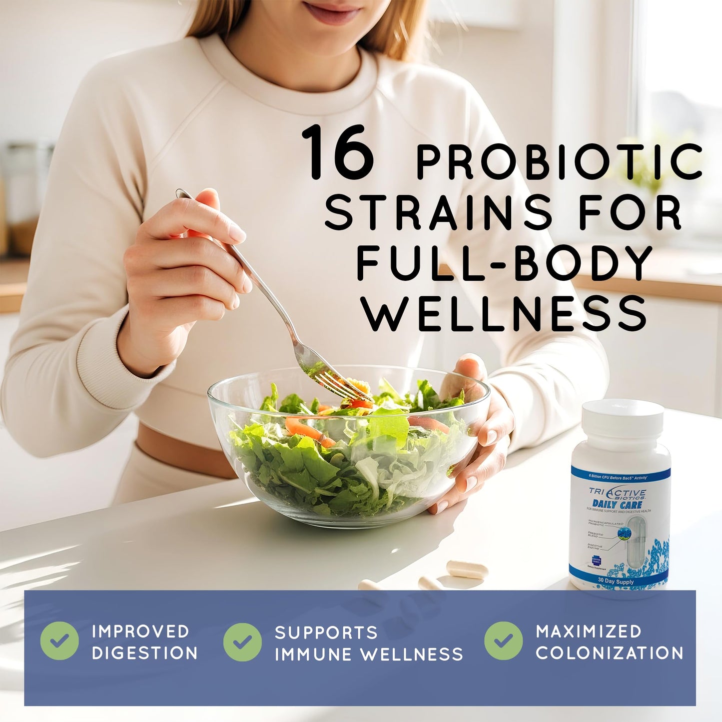 Essential Source TriActive Biotics Daily Care – Probiotics for Women and Men, 6 Billion CFU with Prebiotic Blend – Daily Digestive and Immune Support Gut Health Supplement – 30 Capsules - dailyvitalstore
