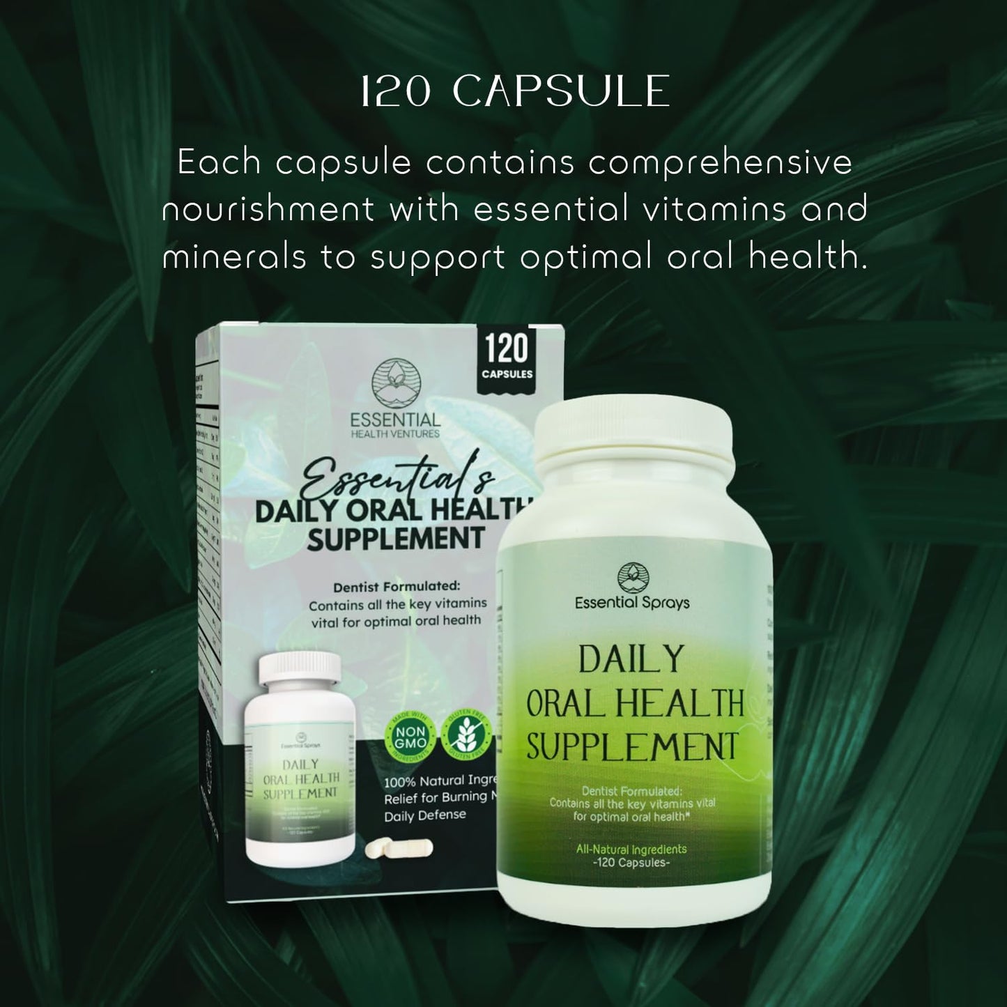 Essential Sprays Daily Oral Health Supplement - 30 Servings - Dentist Formulated Advanced Holistic Approach with L-Lysine, Niacin, Thiamin, & Vitamins for Men & Women - dailyvitalstore