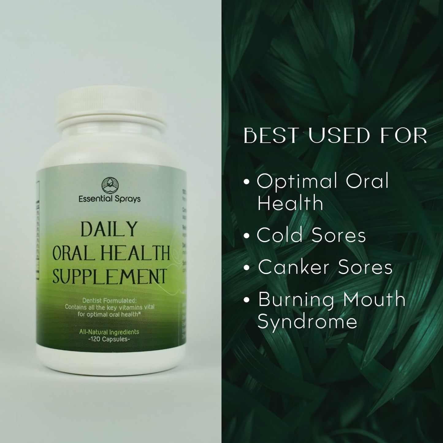 Essential Sprays Daily Oral Health Supplement - 30 Servings - Dentist Formulated Advanced Holistic Approach with L-Lysine, Niacin, Thiamin, & Vitamins for Men & Women - dailyvitalstore