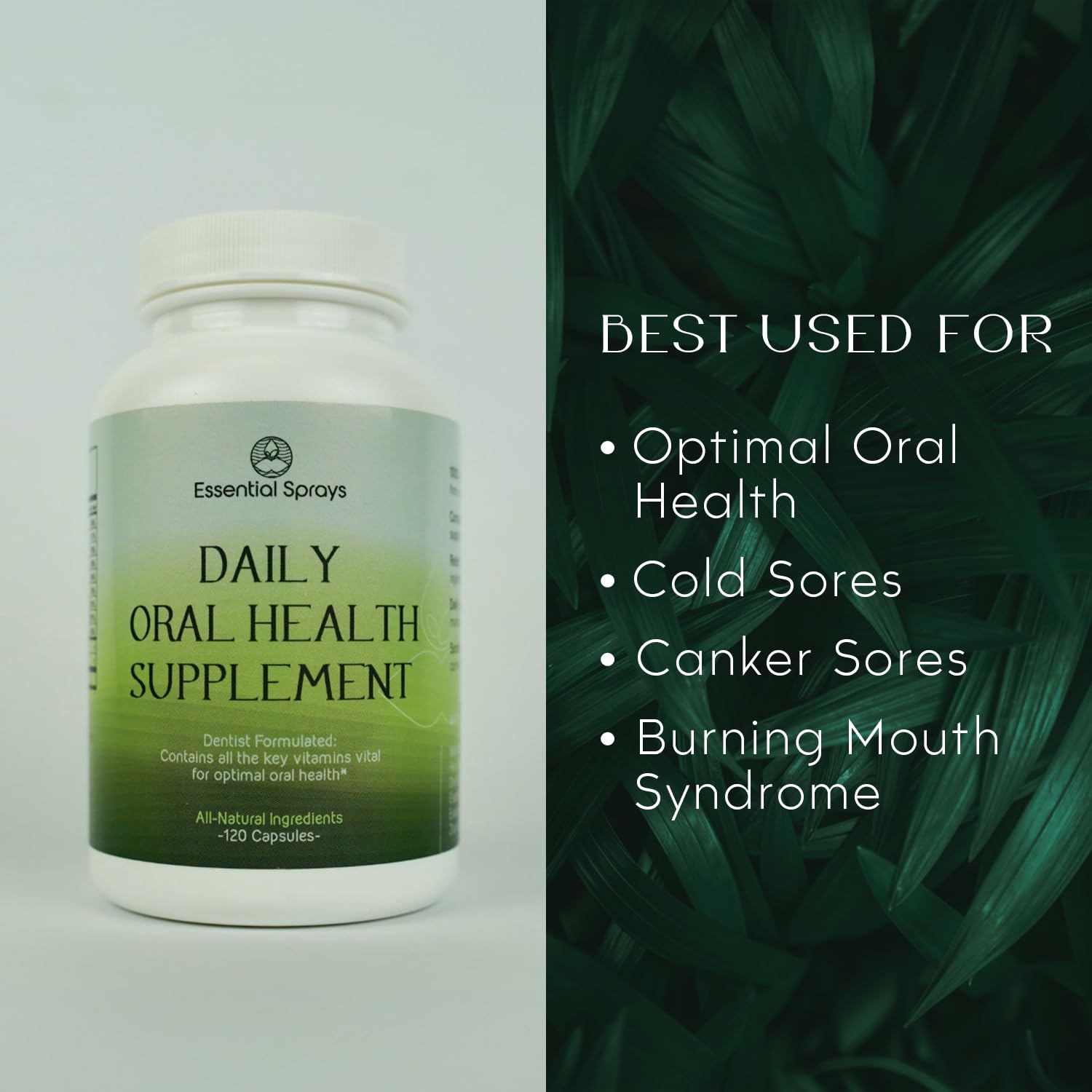 Essential Sprays Daily Oral Health Supplement - 30 Servings - Dentist Formulated Advanced Holistic Approach with L-Lysine, Niacin, Thiamin, & Vitamins for Men & Women - dailyvitalstore