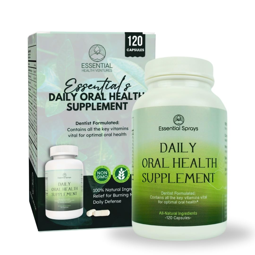 Essential Sprays Daily Oral Health Supplement - 30 Servings - Dentist Formulated Advanced Holistic Approach with L-Lysine, Niacin, Thiamin, & Vitamins for Men & Women - dailyvitalstore