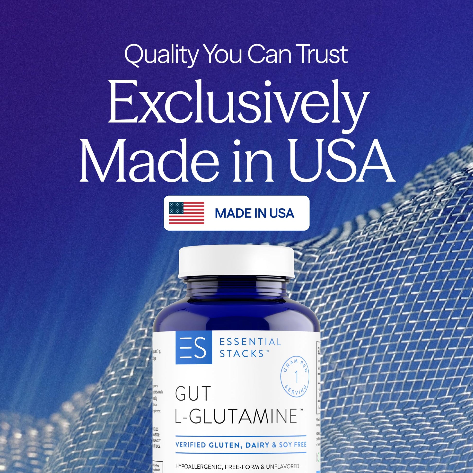 Essential Stacks Gut L-Glutamine Capsules 1000mg (Made in USA) - Gluten, Dairy & Soy Free, Non-GMO L Glutamine for Gut Health - 60 Serves (120 Caps) - dailyvitalstore
