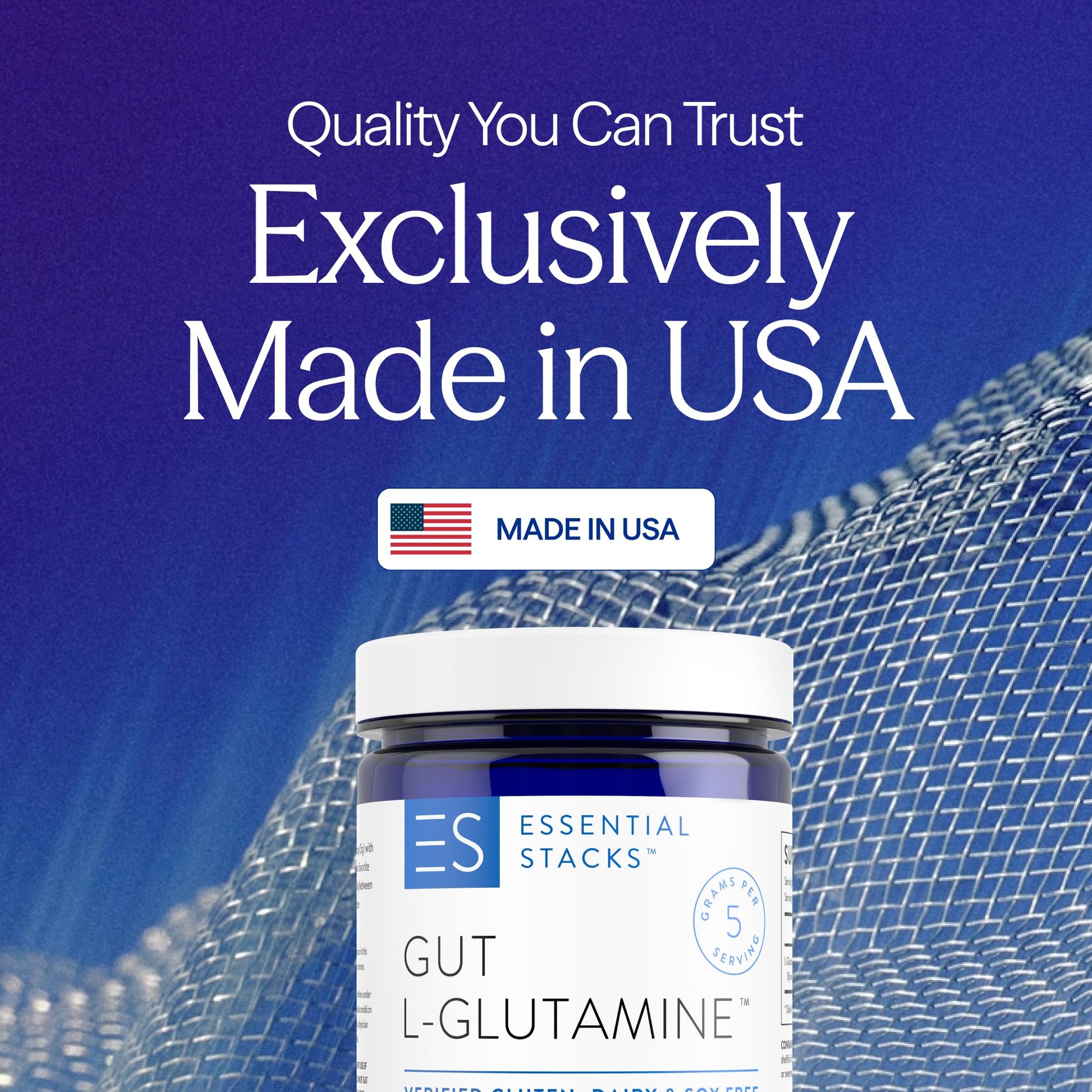 Essential Stacks Gut L-Glutamine Powder - Exclusively Made in USA - Pure L Glutamine Powder for Gut Health (60 Servings, Unflavored) - dailyvitalstore