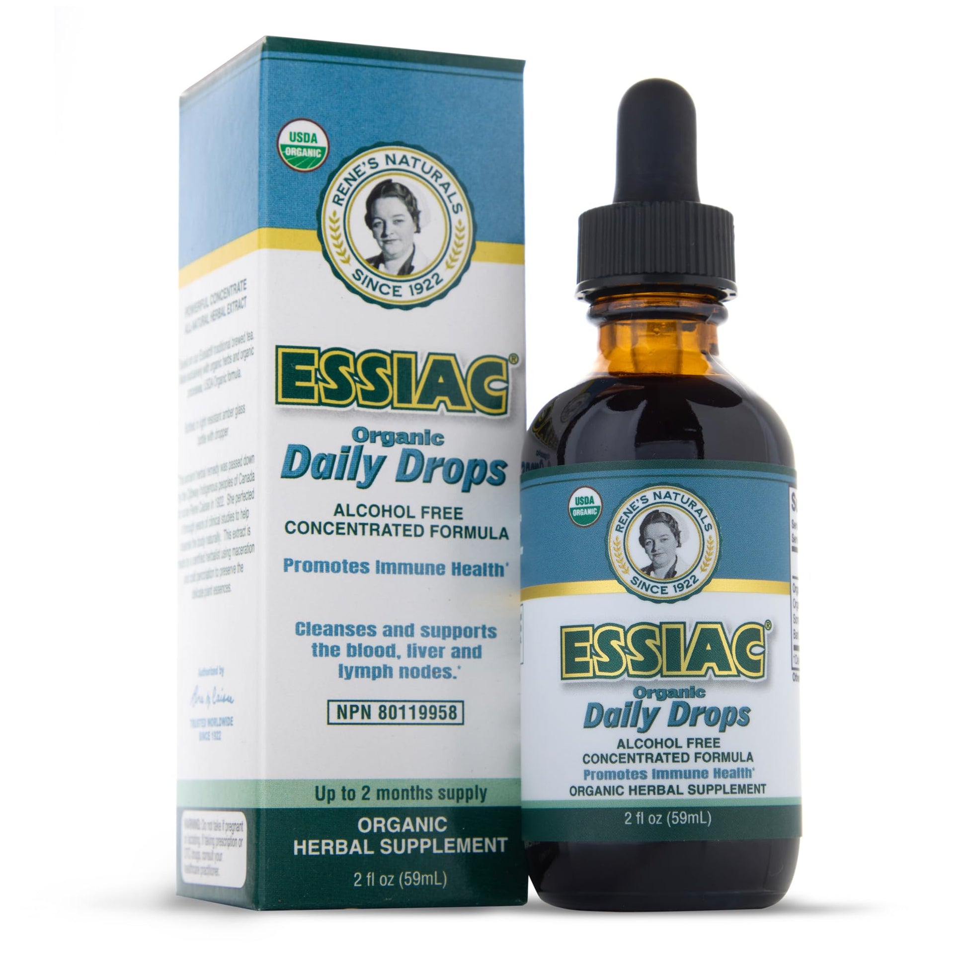 Essiac Original Tea USDA Organic Daily Drops for Enhanced Lymphatic Drainage and Immune Support | Alcohol Free Concentrated Formula | 2oz (59ml) - dailyvitalstore