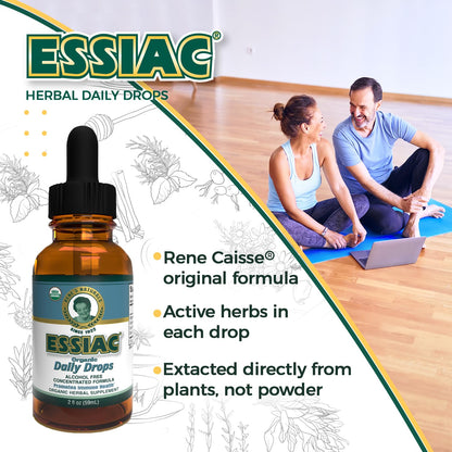 Essiac Original Tea USDA Organic Daily Drops for Enhanced Lymphatic Drainage and Immune Support | Alcohol Free Concentrated Formula | 2oz (59ml) - dailyvitalstore