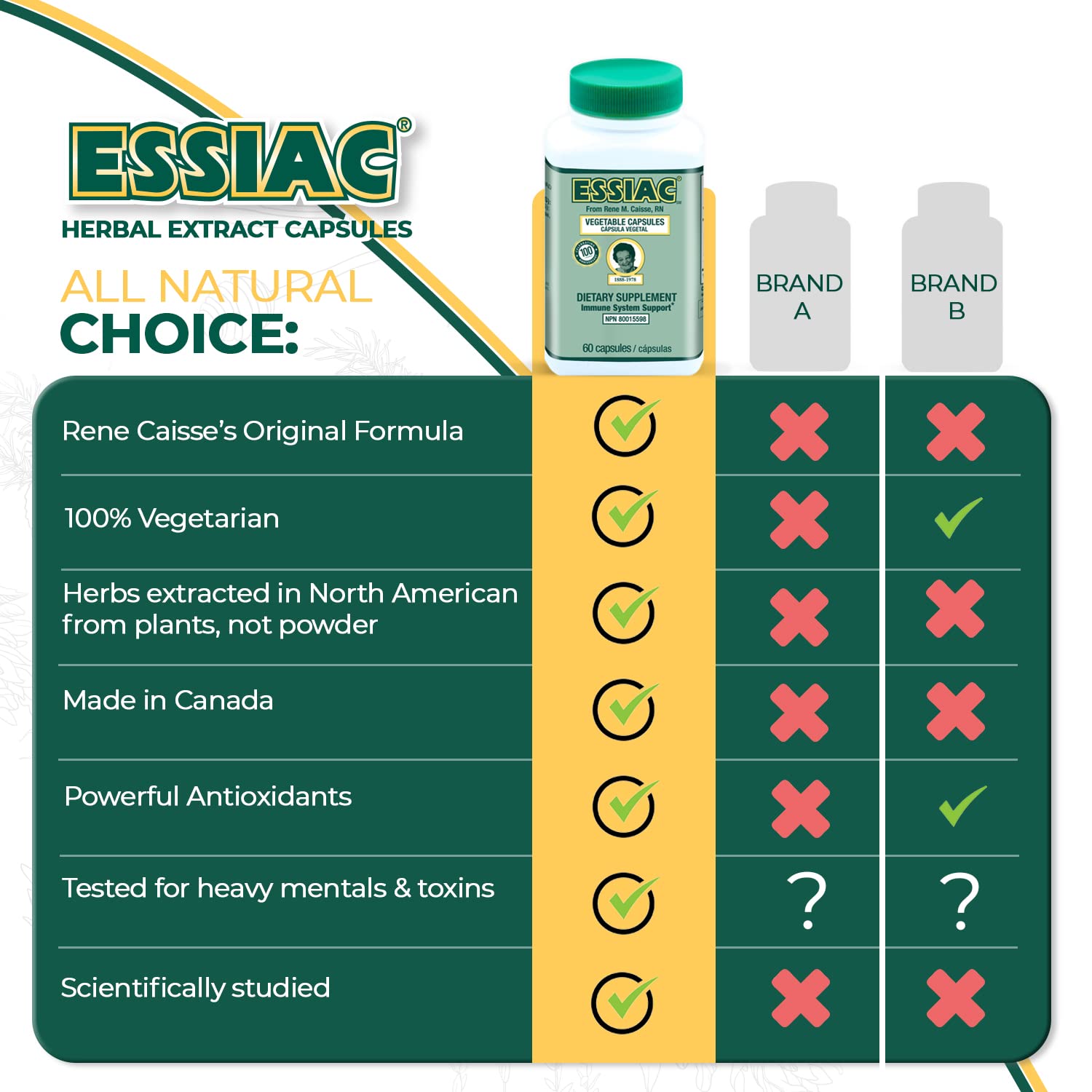 ESSIAC Tea All-Natural Herbal Extract Capsules – 60 Capsules | Powerful Antioxidant Blend to Help Promote Overall Health & Well-Being | Original Formula Since 1922 - dailyvitalstore