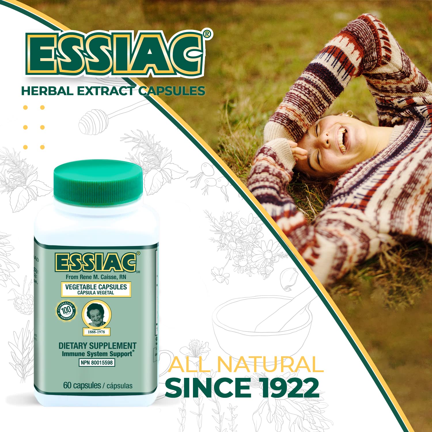 ESSIAC Tea All-Natural Herbal Extract Capsules – 60 Capsules | Powerful Antioxidant Blend to Help Promote Overall Health & Well-Being | Original Formula Since 1922 - dailyvitalstore