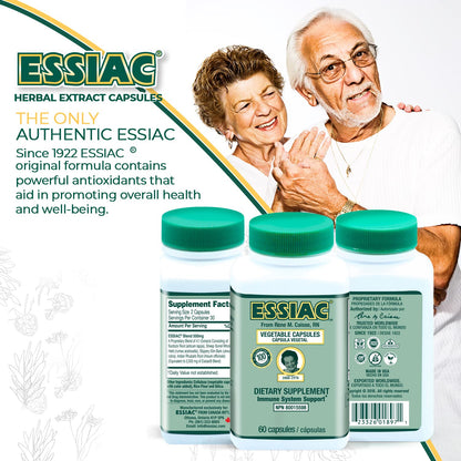 ESSIAC Tea All-Natural Herbal Extract Capsules – 60 Capsules | Powerful Antioxidant Blend to Help Promote Overall Health & Well-Being | Original Formula Since 1922 - dailyvitalstore