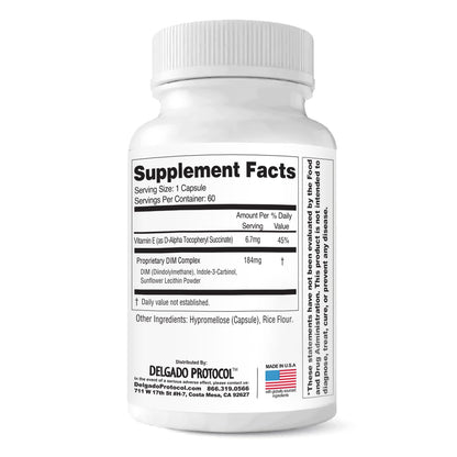 EstroBlock Estrogen Balance Supplement - Maintain Clear Skin, Body Defenses for Women & Men - Delgado Protocol - Original Formula w/No Crystalline DIM Against Dysfunction - 60 Capsules - dailyvitalstore